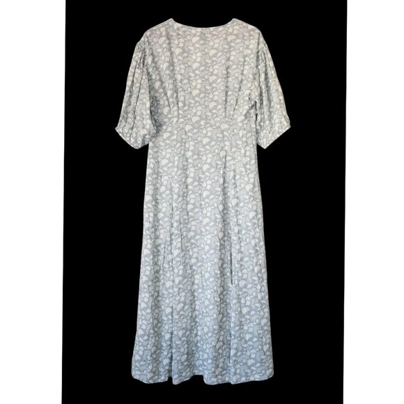 NWT Faherty Havana Floral Maxi Dress Linen Blend Large Button fronts Smoke $198 - Picture 7 of 12